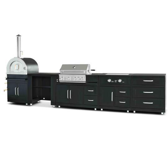 Outdoor-küche aus Stahl mit 5 Elementen / 3 Kochmodulen