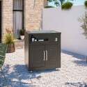 6-teilige Outdoor-Eckküche aus Stahl mit 3 Kochmodulen und Spüle
