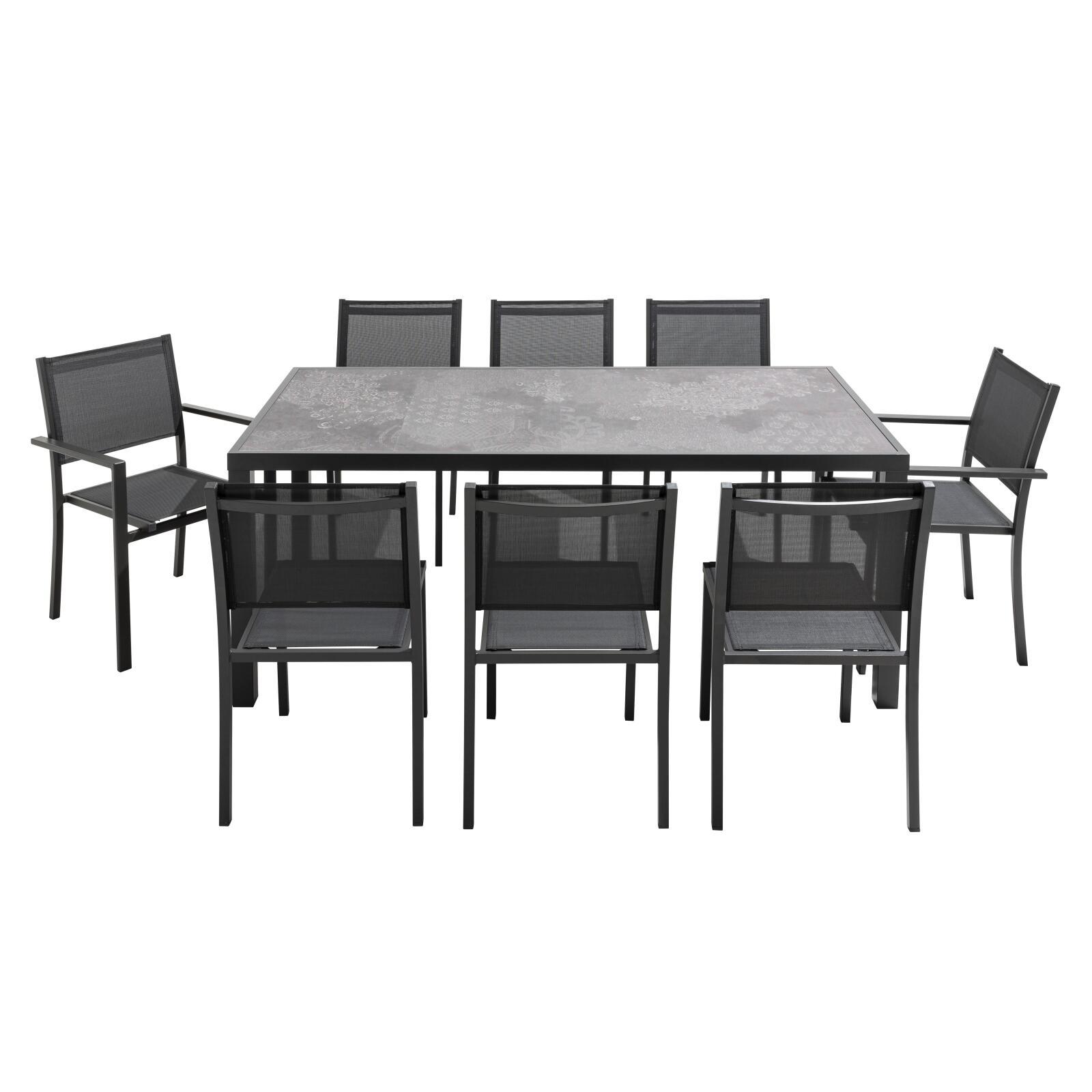 Gartentisch aus Keramik mit Stempel-Effekt (185 x 95 x 74 cm)