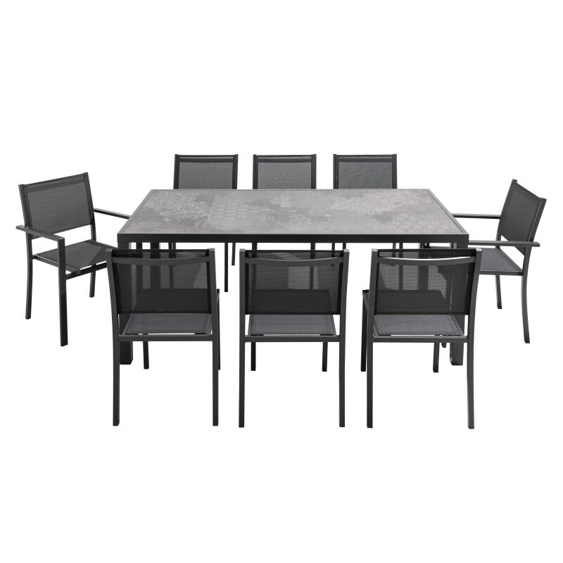 Gartentisch aus Keramik mit Stempel-Effekt (185 x 95 x 74 cm)