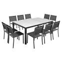 Gartentisch aus Keramik mit Marmoreffekt 182 x 121 cm mit 10 Stühlen