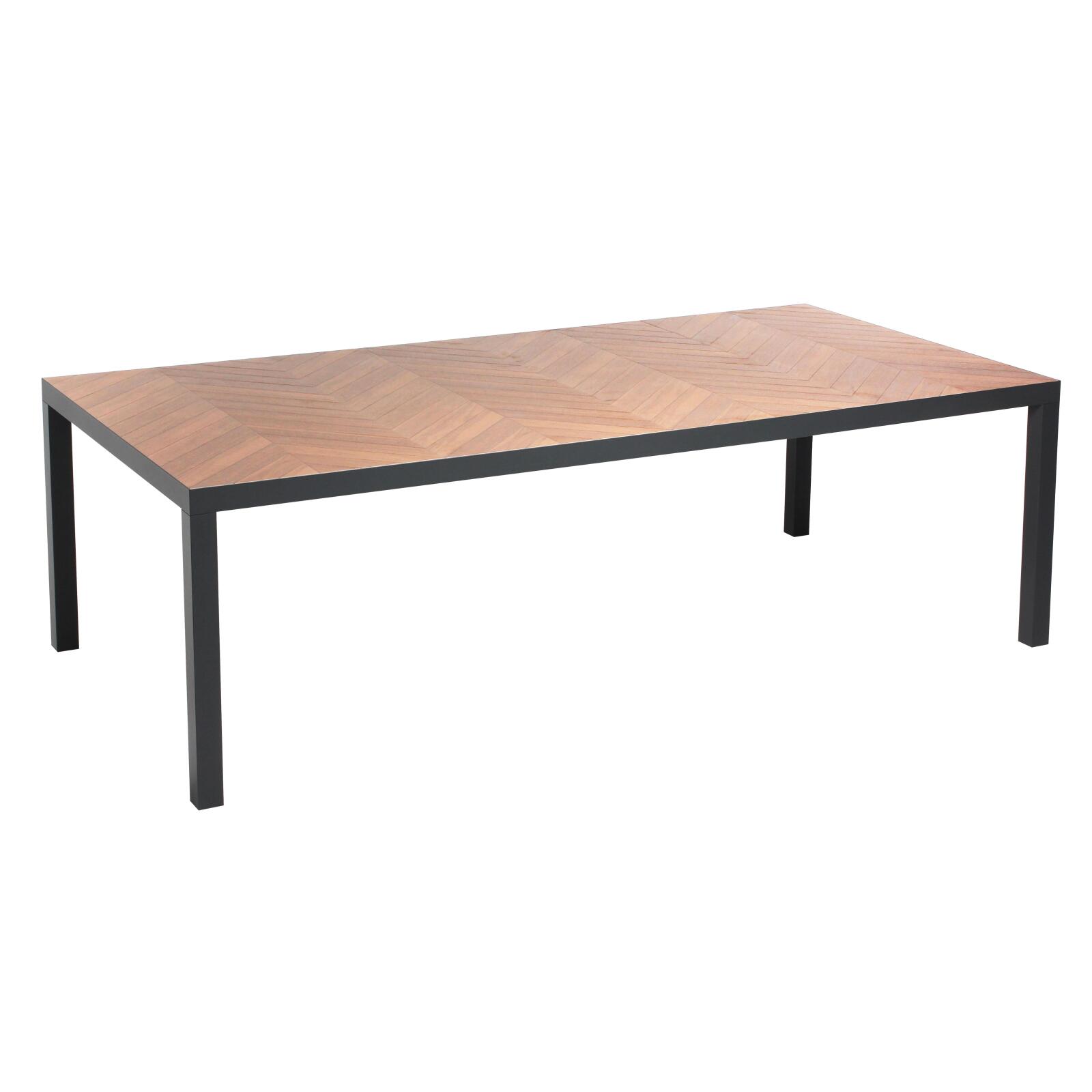 Gartentisch aus Keramik mit Holz-Effekt in Chevron-Muster (241 x 121 x 74 cm)