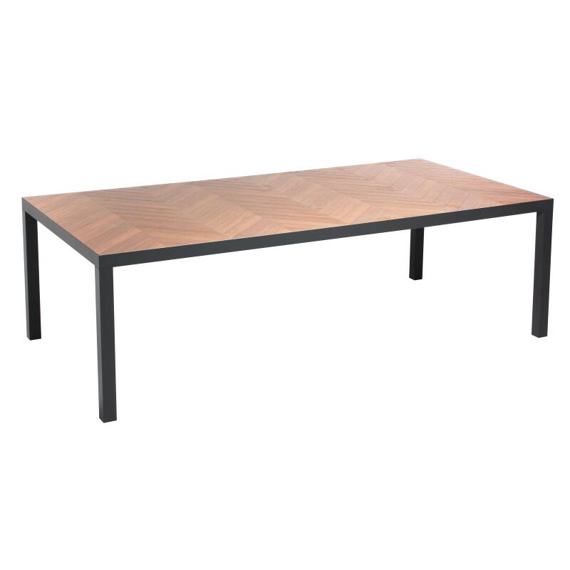 Gartentisch aus Keramik mit Holz-Effekt in Chevron-Muster (241 x 121 x 74 cm)