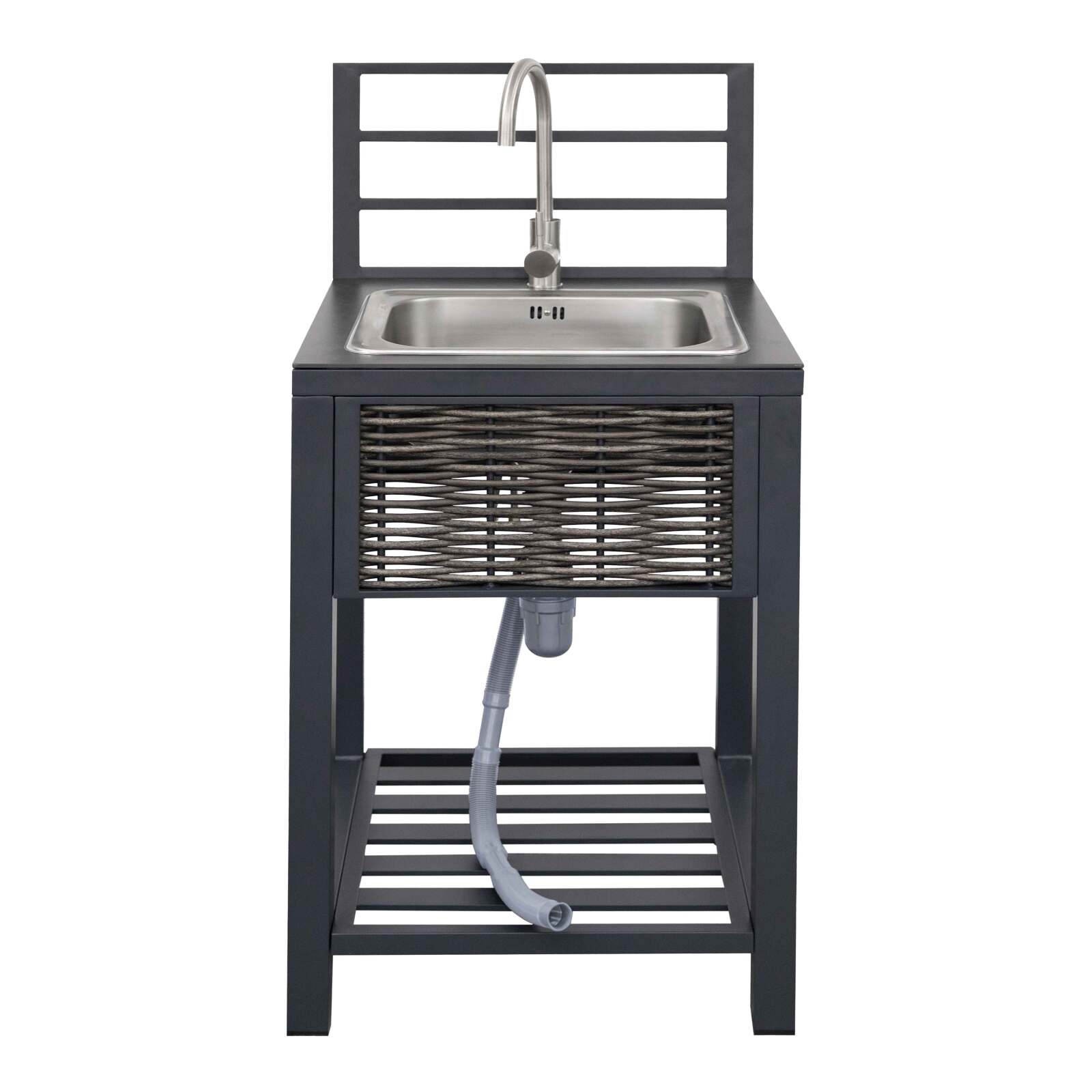 Outdoor-Spüle aus Aluminium und Harzgeflecht