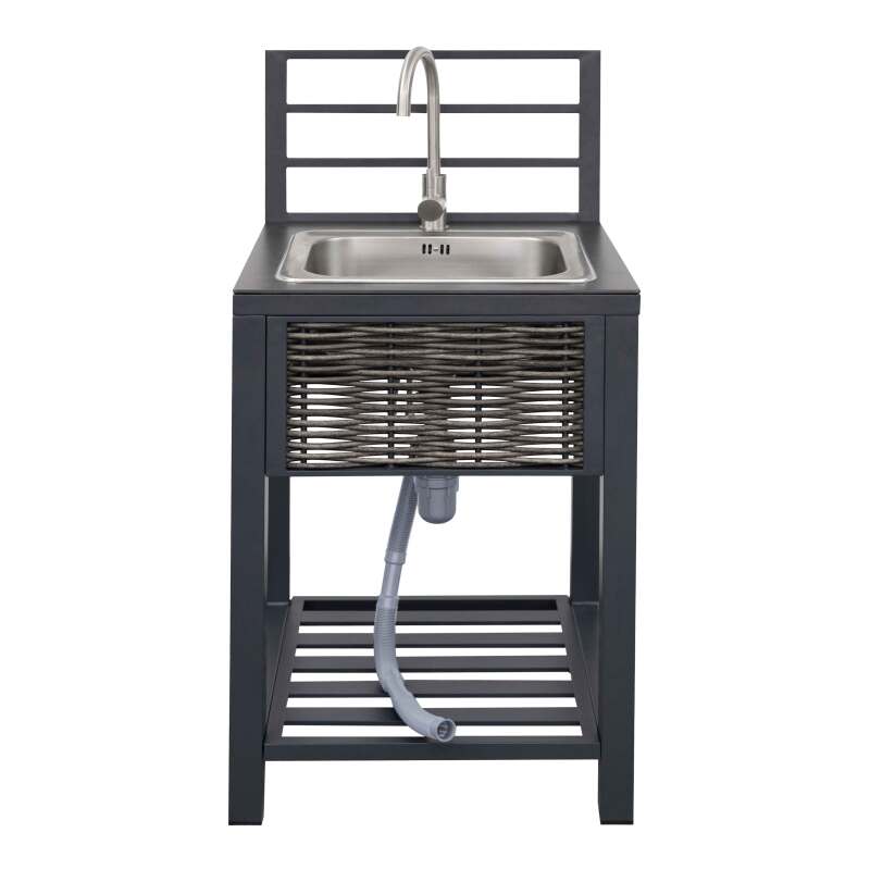 Outdoor-Spüle aus Aluminium und Harzgeflecht
