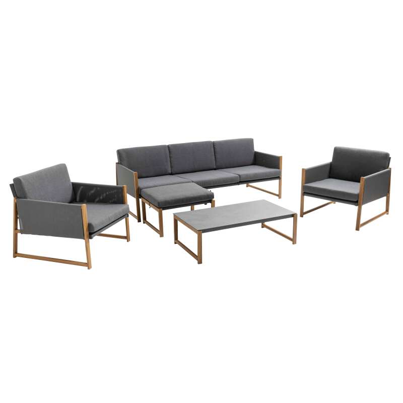 Gartenlounge-Set mit 5 Sitzplätzen, Ecksofa und Sesseln 