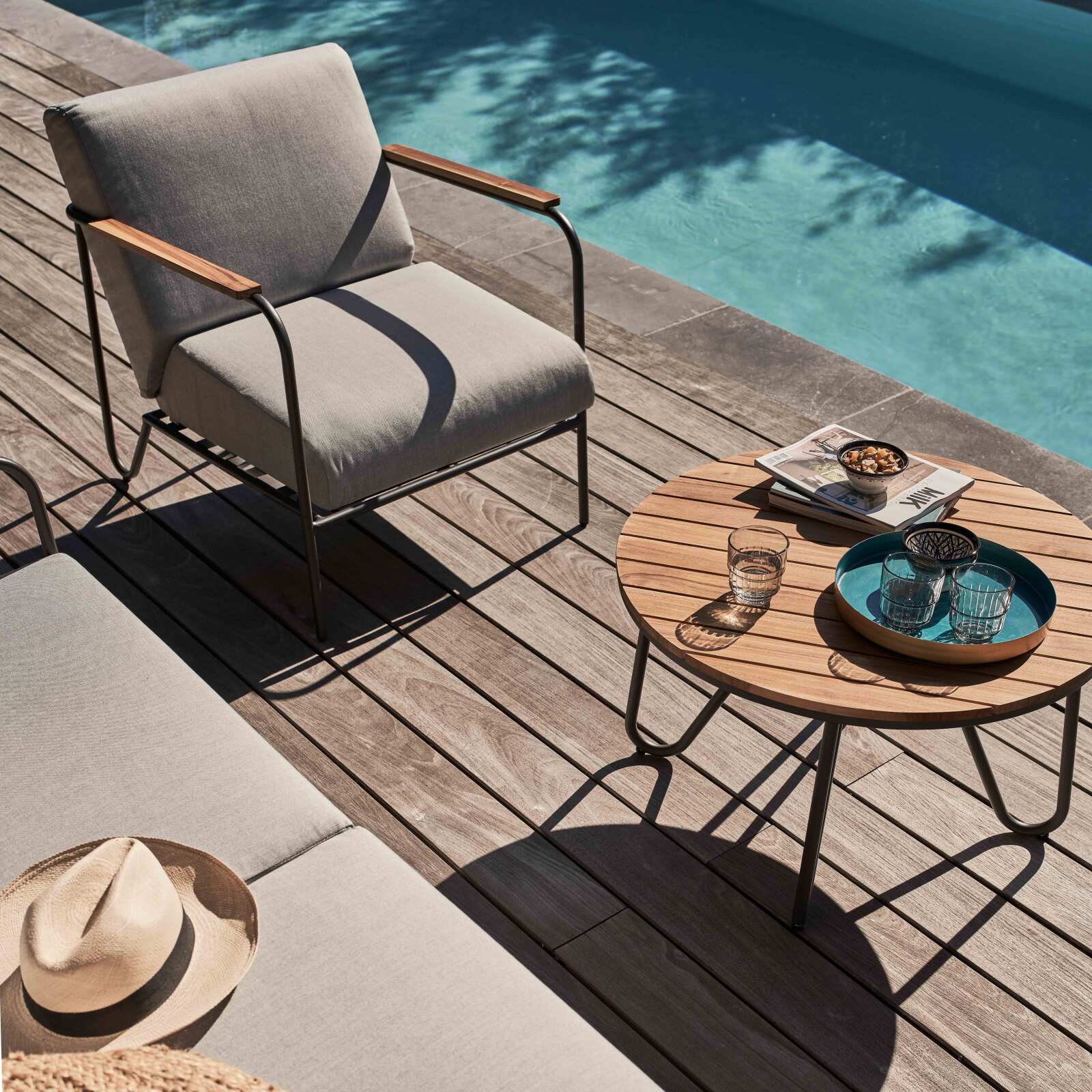 Gartenlounge-Set aus 100% FSC-zertifiziertem Teakholz für 4 Personen