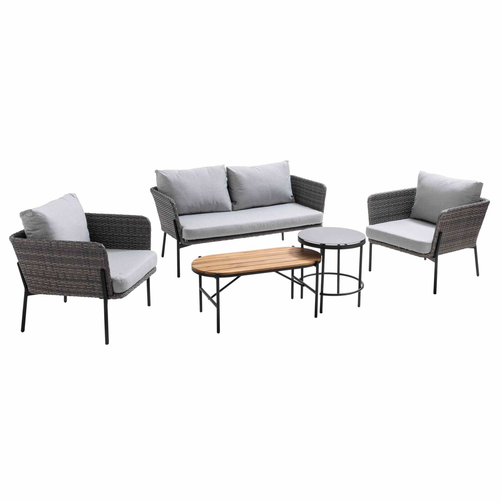 Gartenlounge-Set für 4 Personen aus geflochtenem Harz mit Tisch Gartenlounge-Set für 4 Personen aus geflochtenem Harz mit Tisch