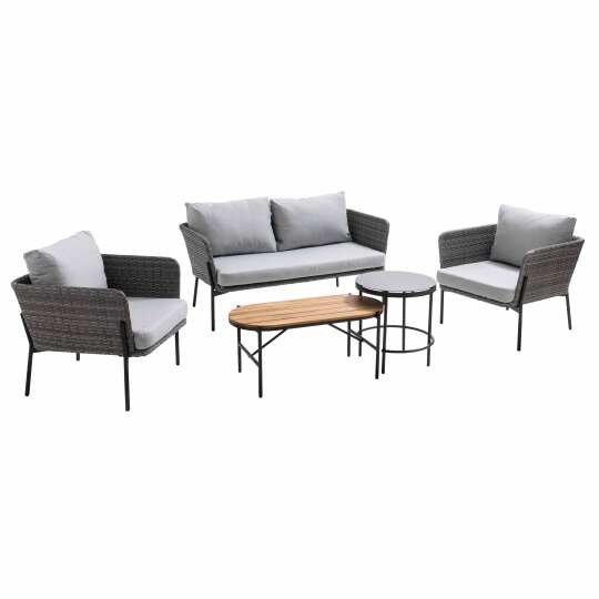 Gartenlounge-Set für 4 Personen aus geflochtenem Kunstharz mit Tisch | Oviala