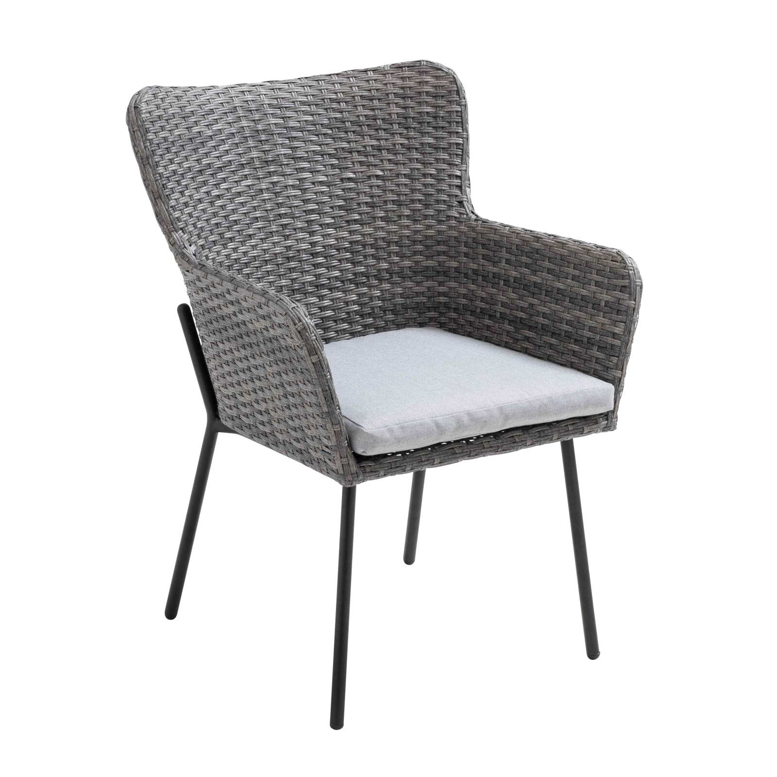 Rechteckiger Gartentisch 180 x 90 cm und 6 Stühle mit Armlehnen aus geflochtenem Harz 