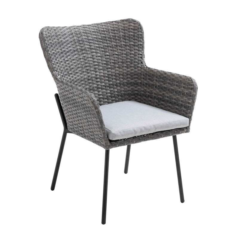 Rechteckiger Gartentisch 180 x 90 cm und 6 Stühle mit Armlehnen aus geflochtenem Harz