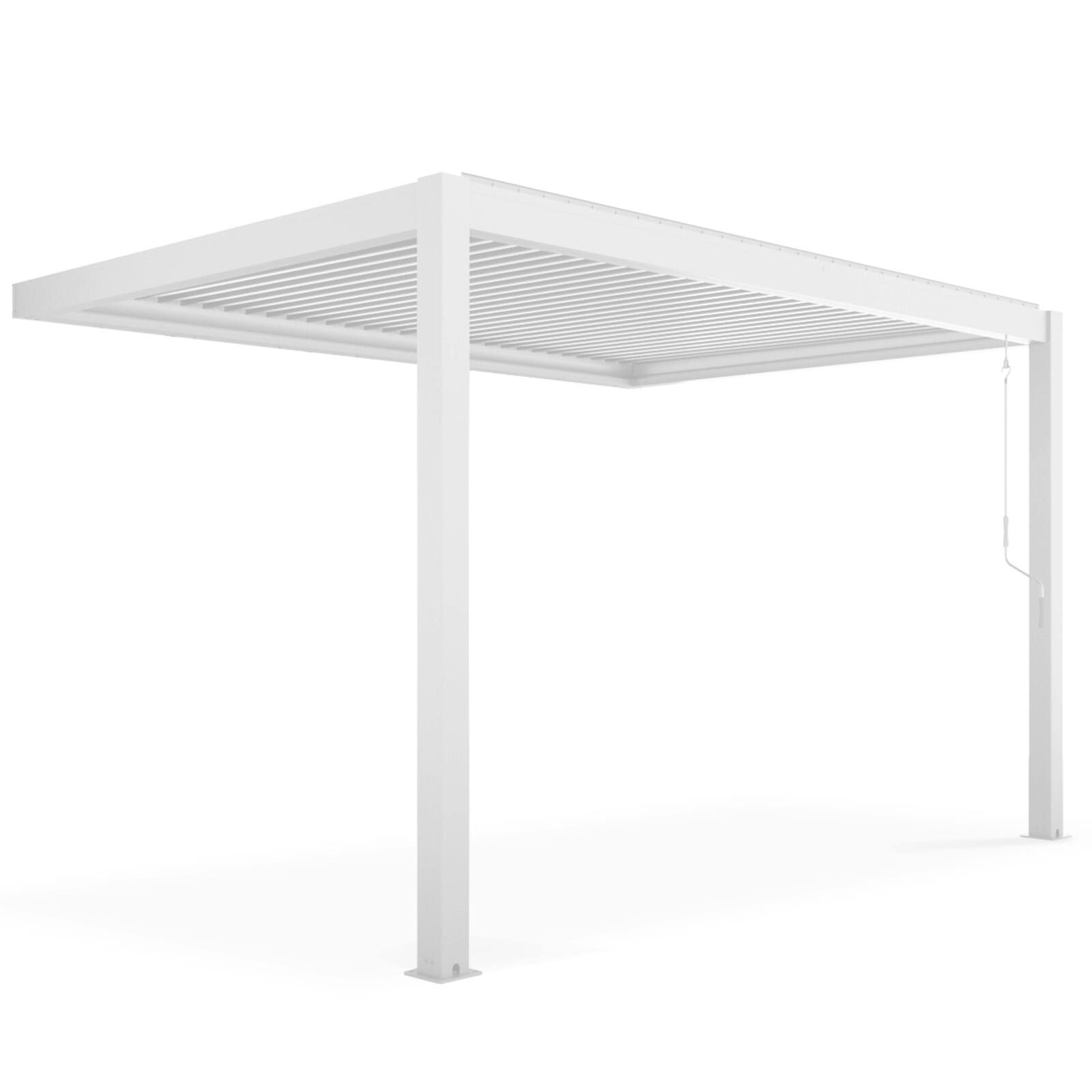 Wand bioklimatische Pergola 3x4m aus weißem Aluminium Wand bioklimatische Pergola 3x4m aus weißem Aluminium