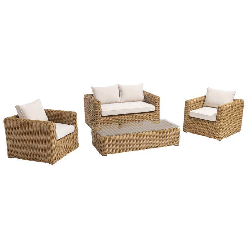 Gartenlounge-Set für 4 Personen aus geflochtenem Kunstharz