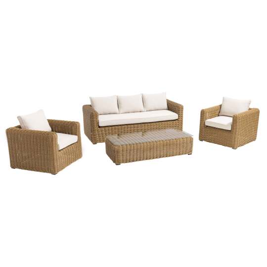 Niedrige Gartenlounge-Set 5-Sitzer aus geflochtenem Harz | Oviala