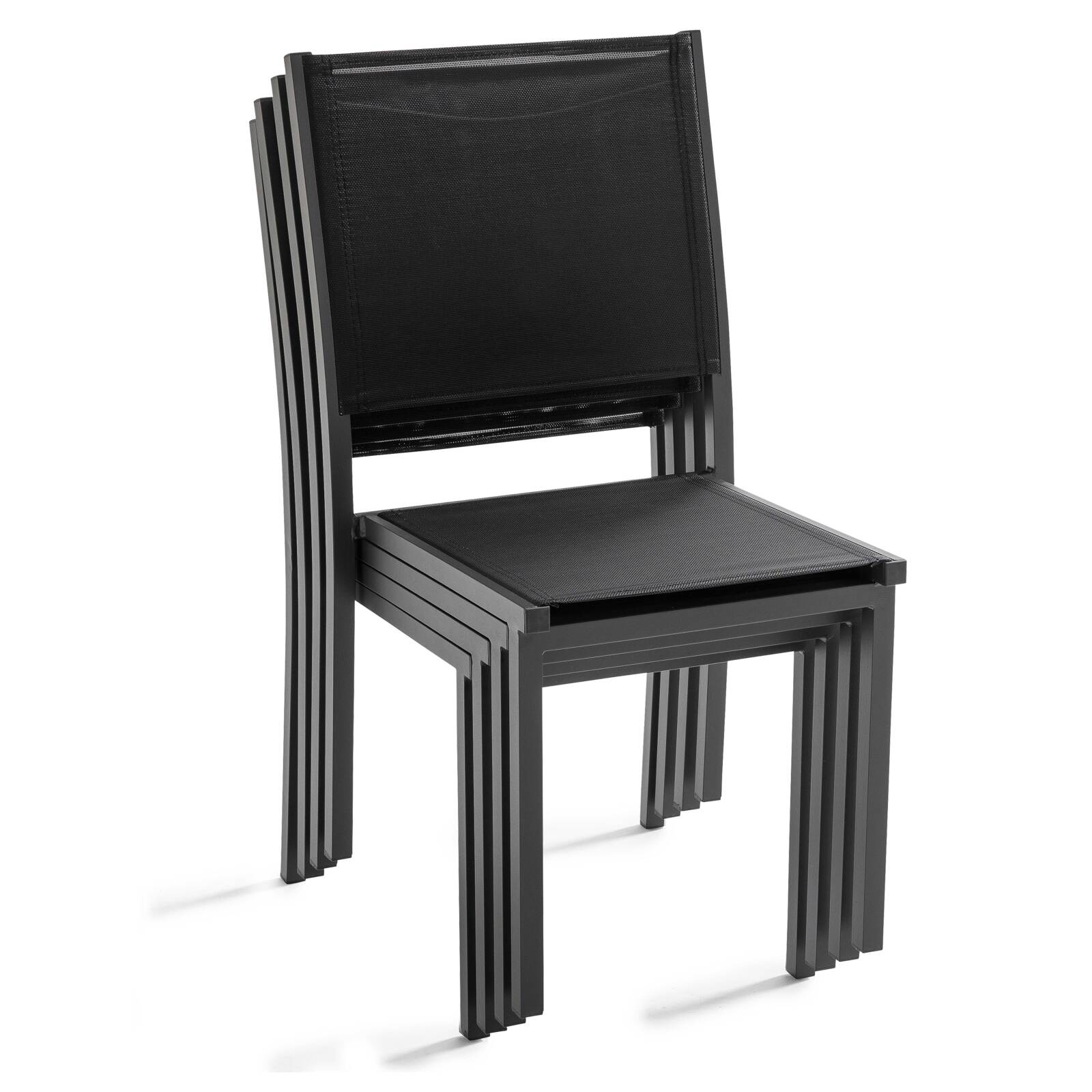 Rechteckiger, ausziehbarer Aluminium-Gartentisch mit 6 Stühlen und 2 Stühlen mit Armlehnen 