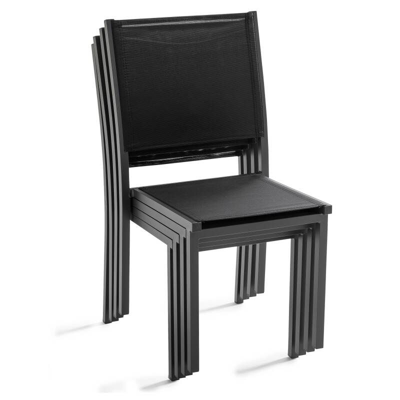 Rechteckiger, ausziehbarer Aluminium-Gartentisch mit 6 Stühlen und 2 Stühlen mit Armlehnen