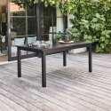 Rechteckiger, ausziehbarer Aluminium-Gartentisch mit 6 Stühlen und 2 Stühlen mit Armlehnen