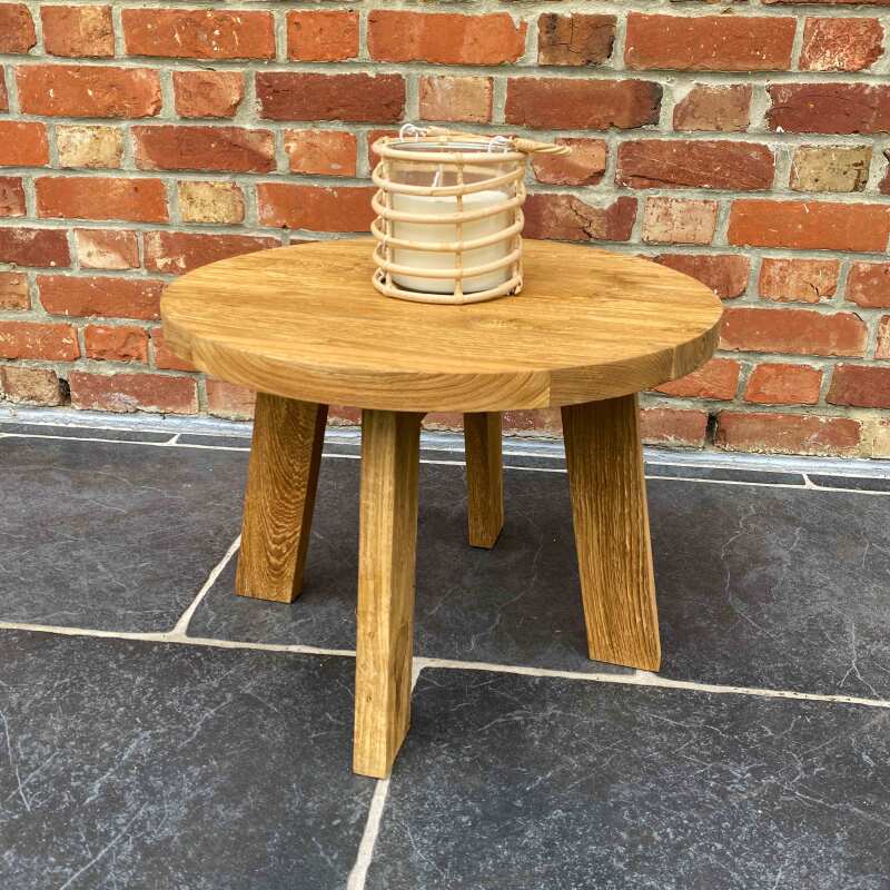 Runder Garten Couchtisch aus massivem recyceltem Teakholz