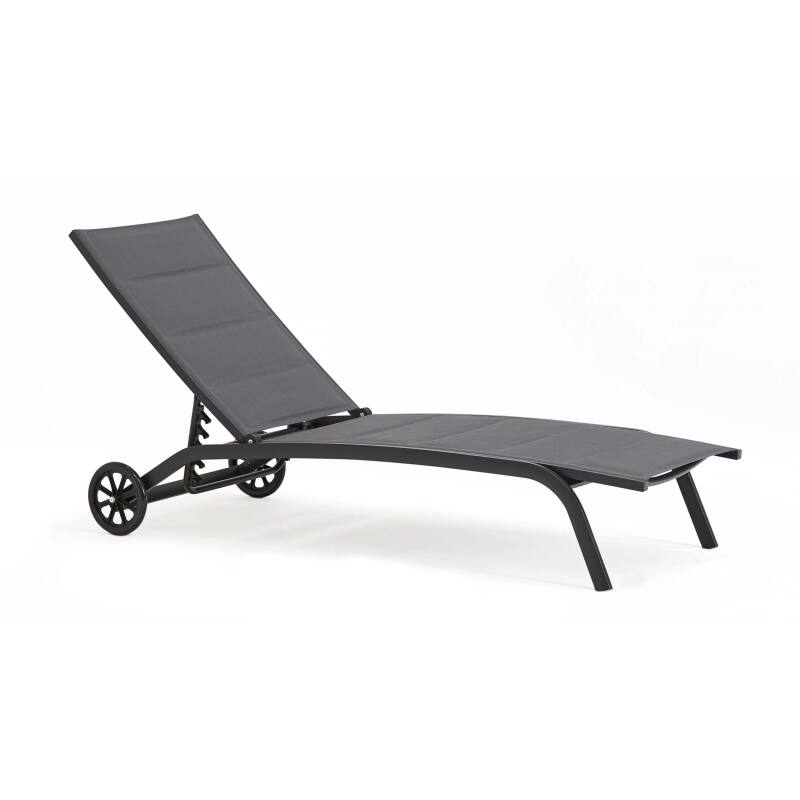 Set aus 2 Aluminium-Sonnenliegestühlen mit Rädern, 4-fach verstellbar 