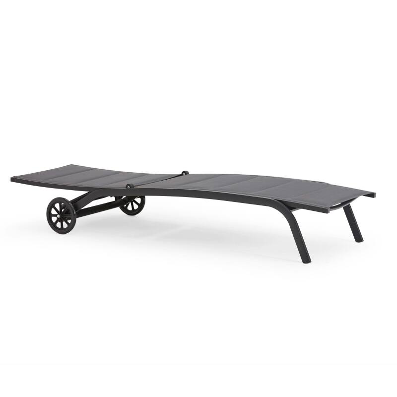 Set aus 2 Aluminium-Sonnenliegestühlen mit Rädern, 4-fach verstellbar 