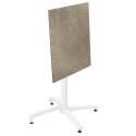 Quadratischer Gartentisch 60 x 60 cm mit weißem, neigbarem HPL-Fuß 