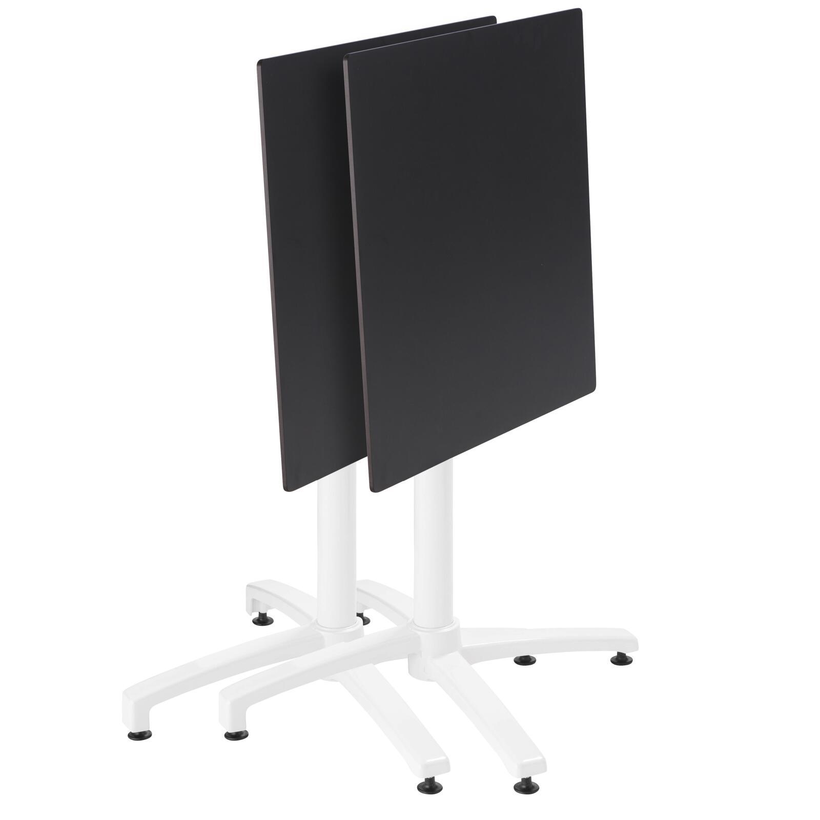 Quadratischer Gartentisch 60 x 60 cm mit weißem, neigbarem HPL-Fuß 