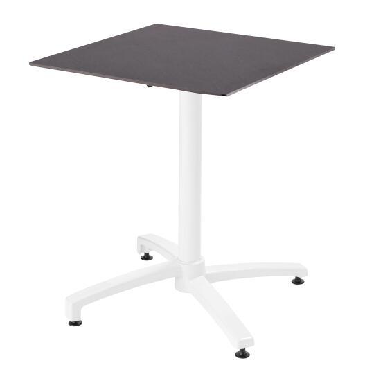 Quadratischer Gartentisch 60 x 60 cm mit weißem, neigbarem HPL-Fuß