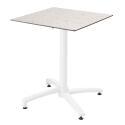 Quadratischer Gartentisch 60 x 60 cm mit weißem, neigbarem HPL-Fuß