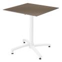 Quadratischer Gartentisch 70 x 70 cm mit weißem, neigbarem HPL-Fuß