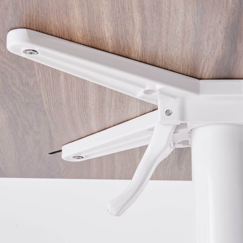 Quadratischer Gartentisch 70 x 70 cm mit weißem, neigbarem HPL-Fuß