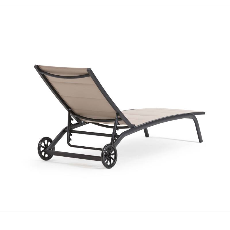 Set aus 2 Aluminium-Sonnenliegestühlen mit Rädern, 4-fach verstellbar  (3/8)