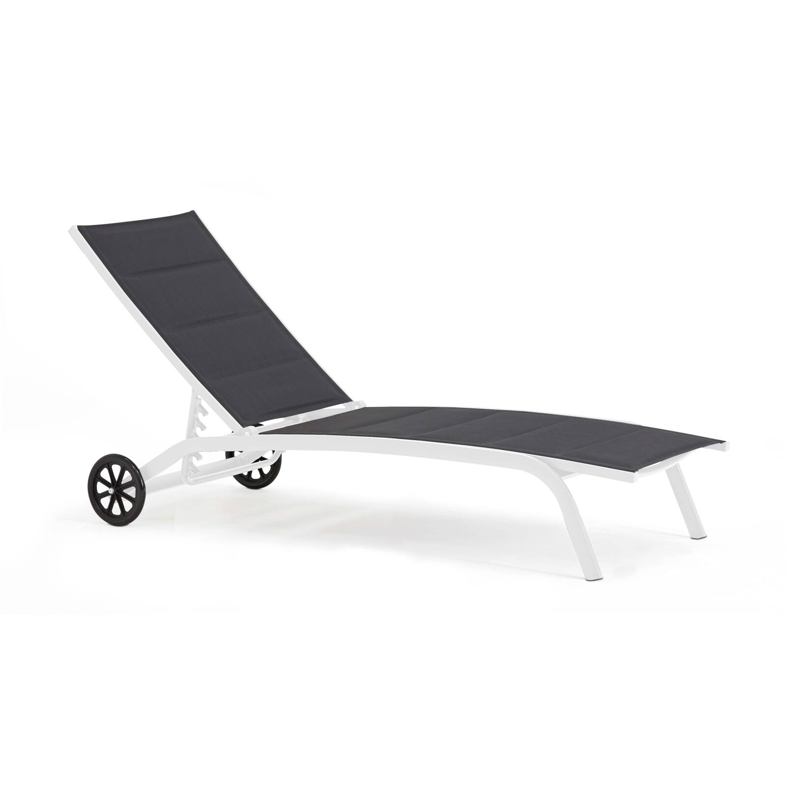 Set aus 2 Aluminium-Sonnenliegestühlen mit Rädern, 4-fach verstellbar 