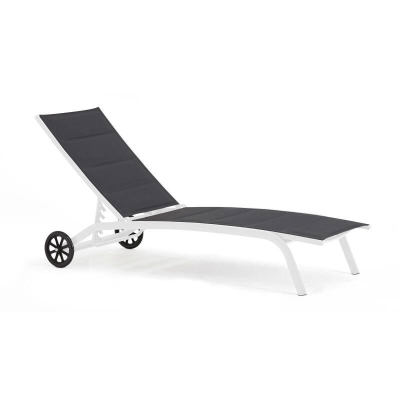 Set aus 2 Aluminium-Sonnenliegestühlen mit Rädern, 4-fach verstellbar 