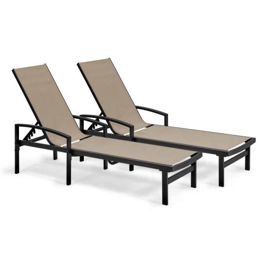Set aus 2 Sonnenliegen mit Armlehnen, 5-fach verstellbar | Oviala