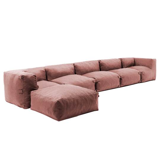 Modulares Ecksofa mit 3 Sesseln, 2 Ecksesseln und 1 Hocker | Oviala