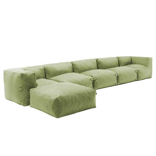 Modulares Ecksofa mit 3 Sesseln, 2 Ecksesseln und 1 Hocker | Oviala