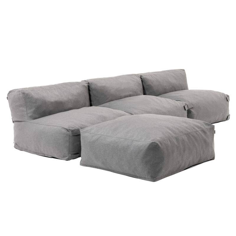 Modulares Ecksofa mit 3 Sesseln und 1 Hocker