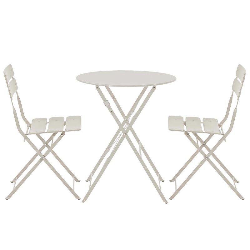 Runder klappbarer Gartentisch ⌀60 x 72 cm und 2 klappbare Metallstühle