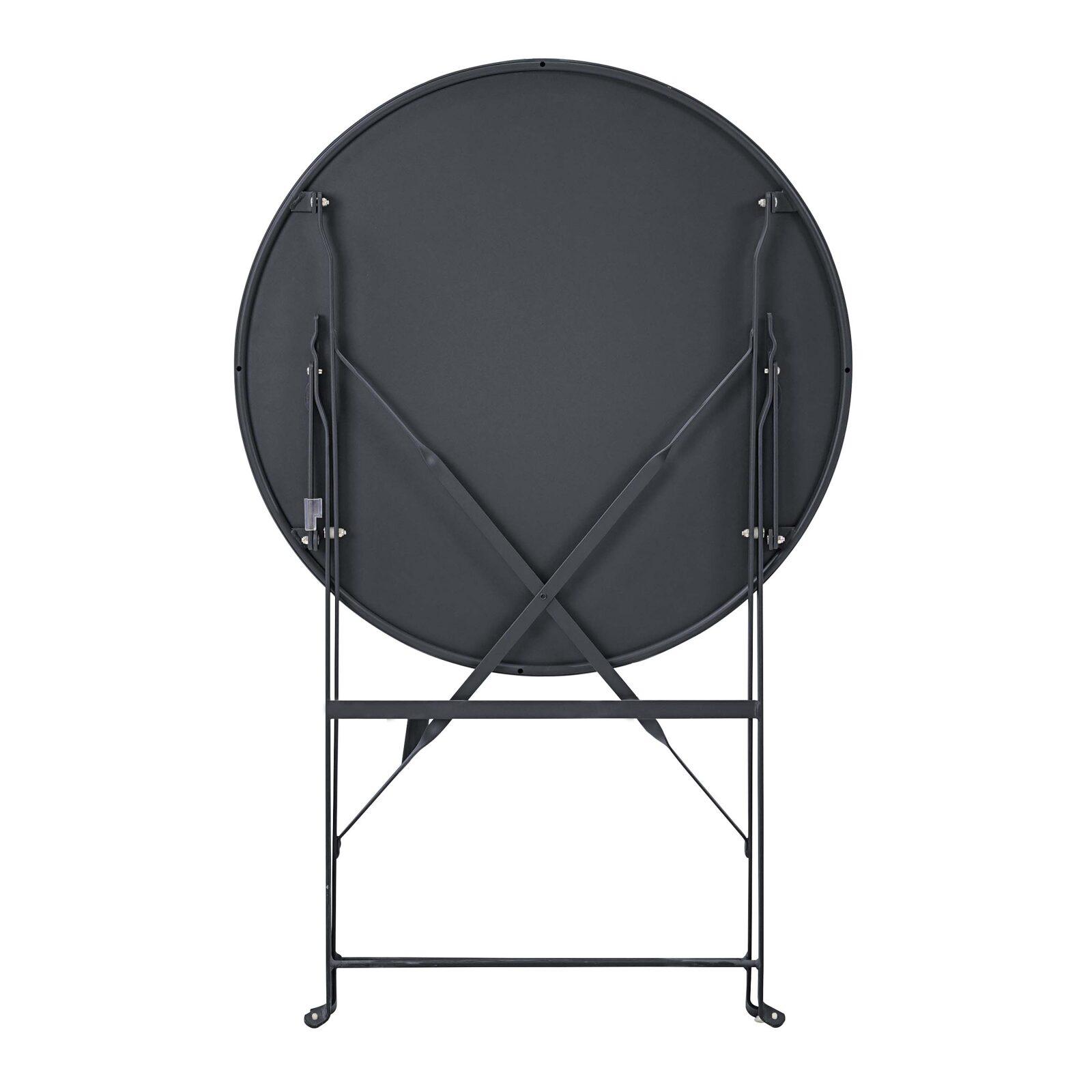 Runder klappbarer Gartentisch ⌀60 x 72 cm und 2 klappbare Metallstühle