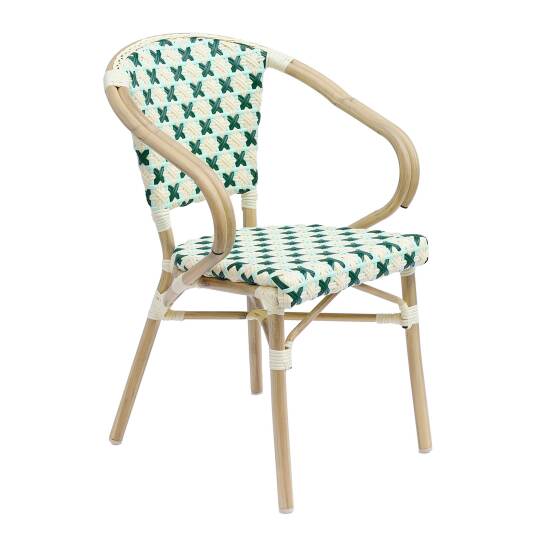 Pariser Bistrostuhl aus Aluminium und synthetischem Rattan