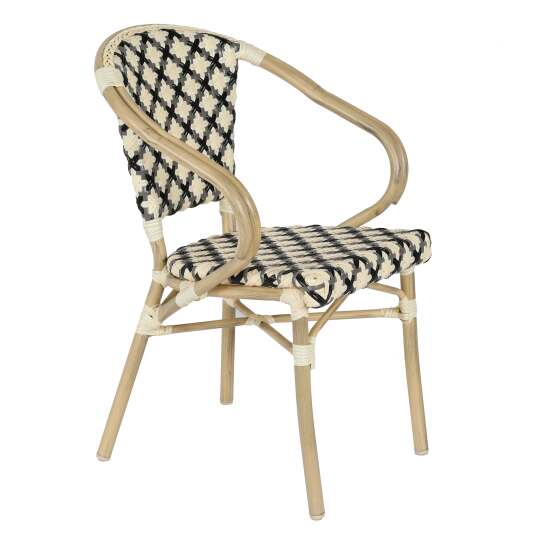 Pariser Bistrostuhl aus Aluminium und synthetischem Rattan