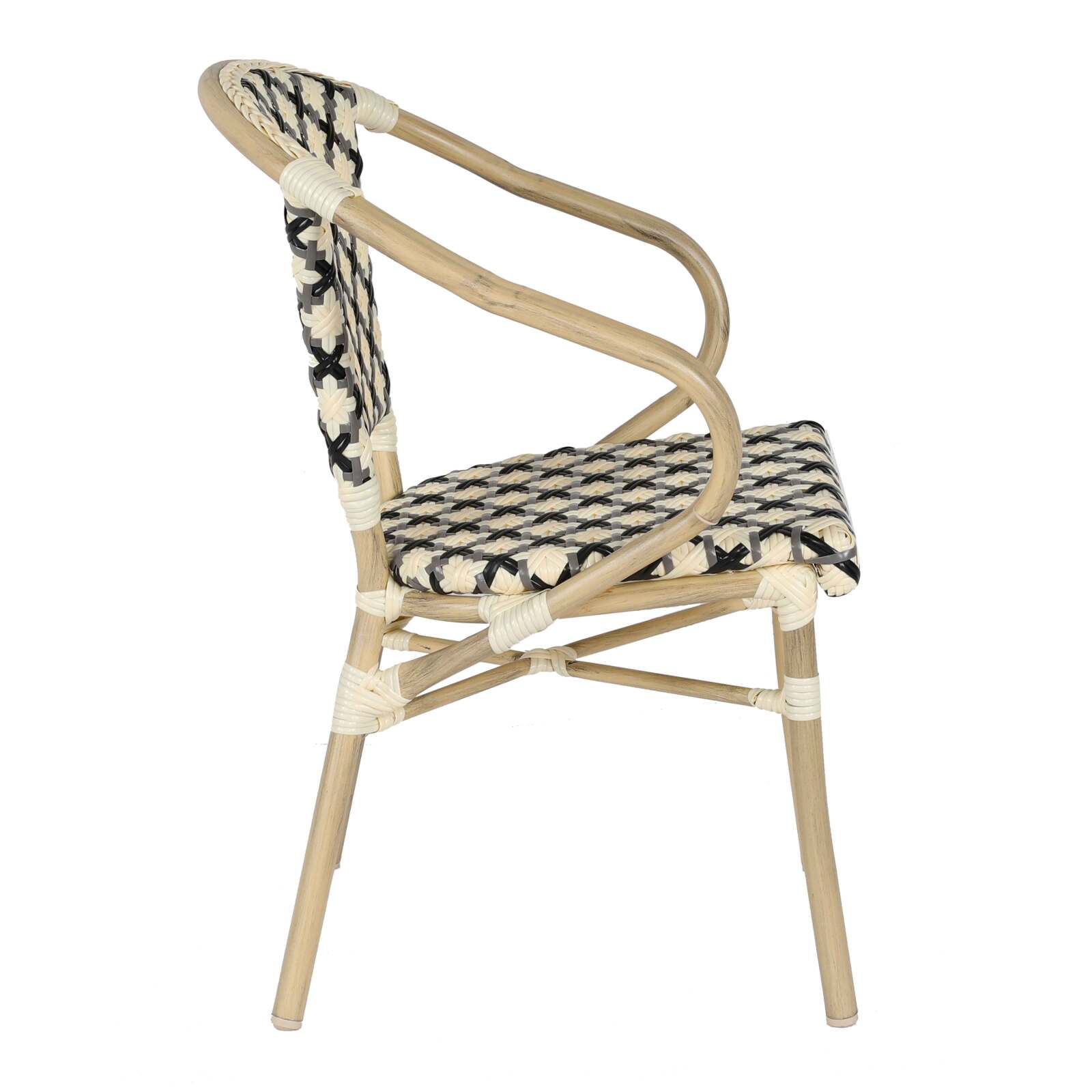 Pariser Bistrostuhl aus Aluminium und synthetischem Rattan