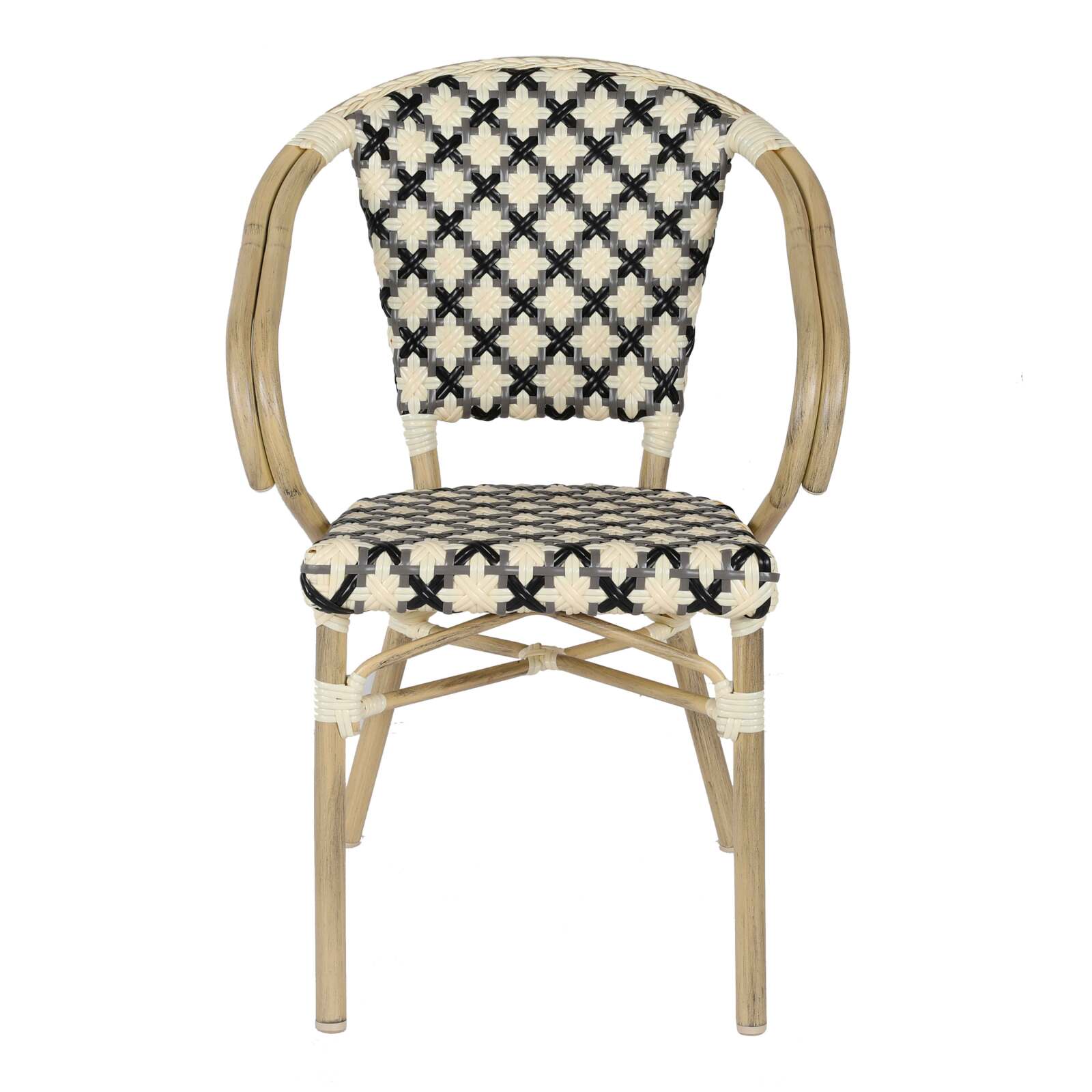 Pariser Bistrostuhl aus Aluminium und synthetischem Rattan