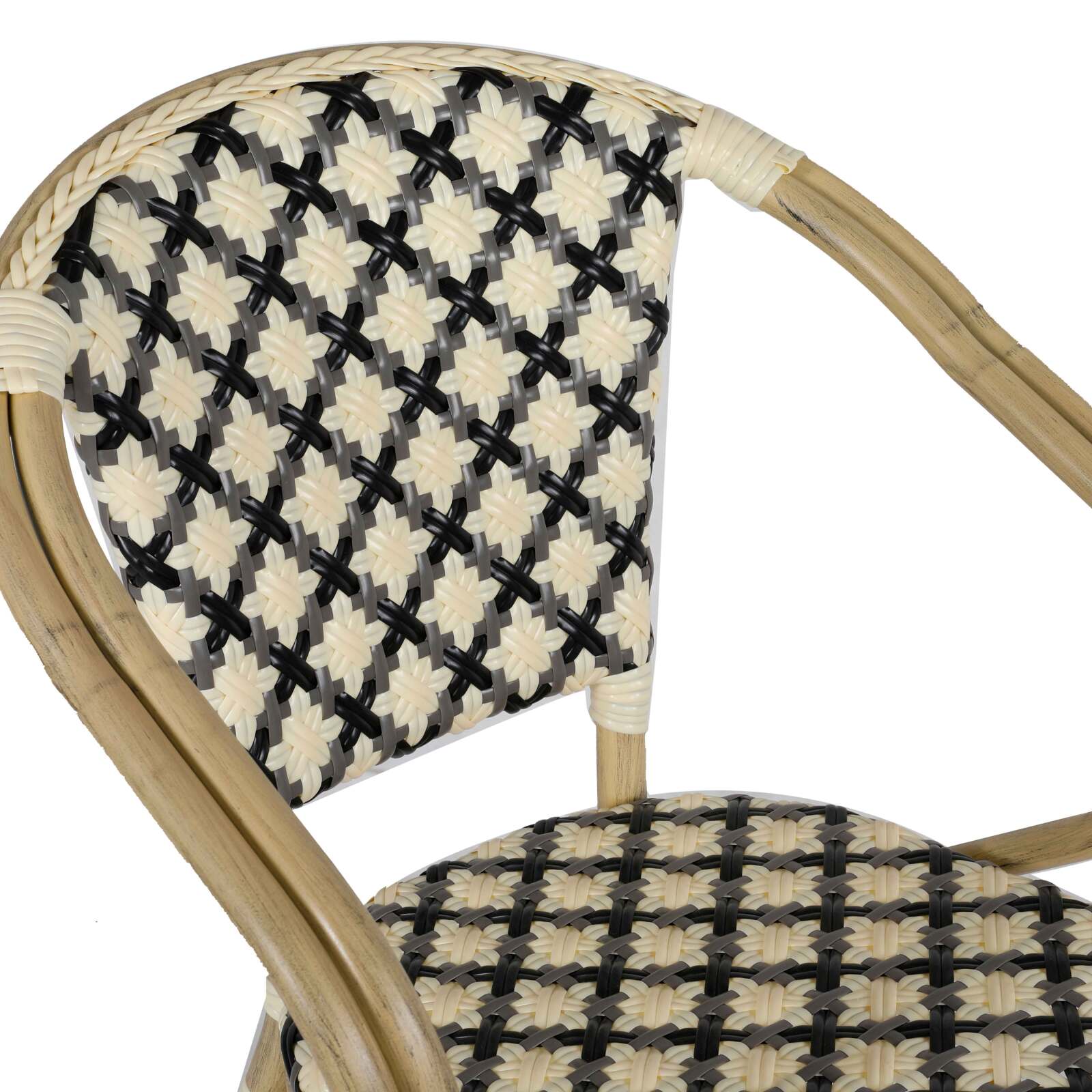 Pariser Bistrostuhl aus Aluminium und synthetischem Rattan