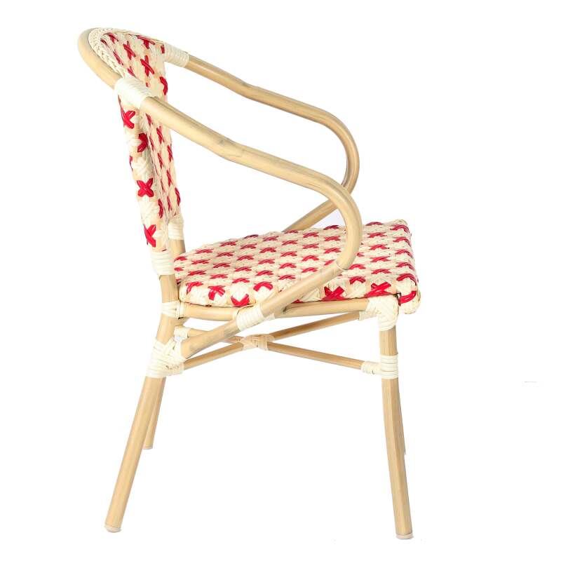 Pariser Bistrostuhl aus Aluminium und synthetischem Rattan