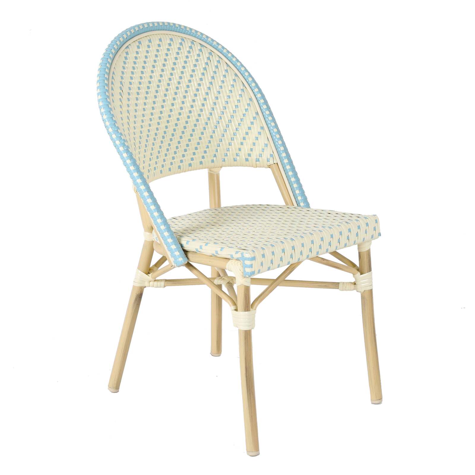 Pariser Bistrostuhl aus Aluminium und synthetischem Rattan