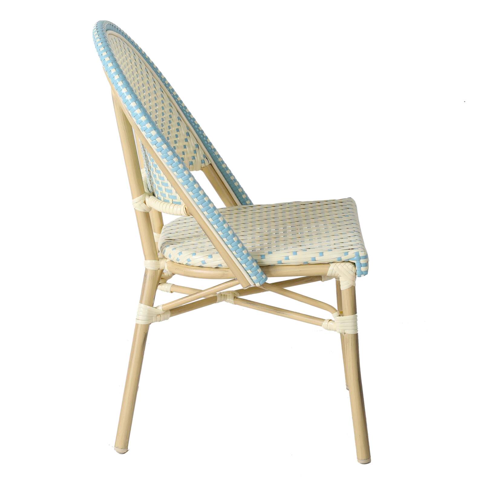 Pariser Bistrostuhl aus Aluminium und synthetischem Rattan