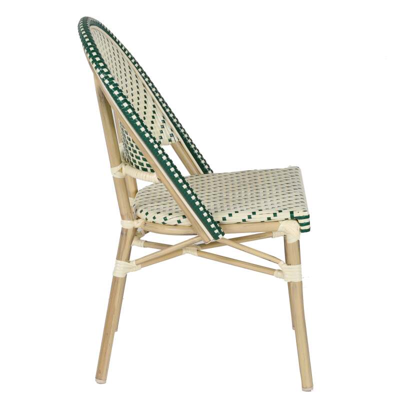Pariser Bistrostuhl aus Aluminium und synthetischem Rattan