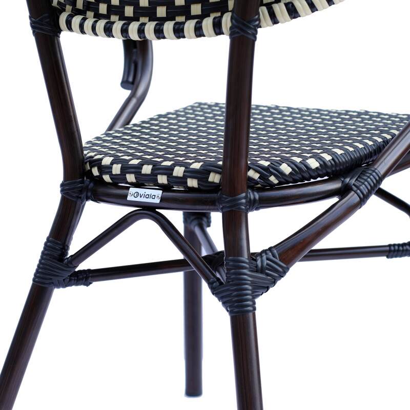 Pariser Bistrostuhl mit Armlehnen aus Aluminium und synthetischem Rattan