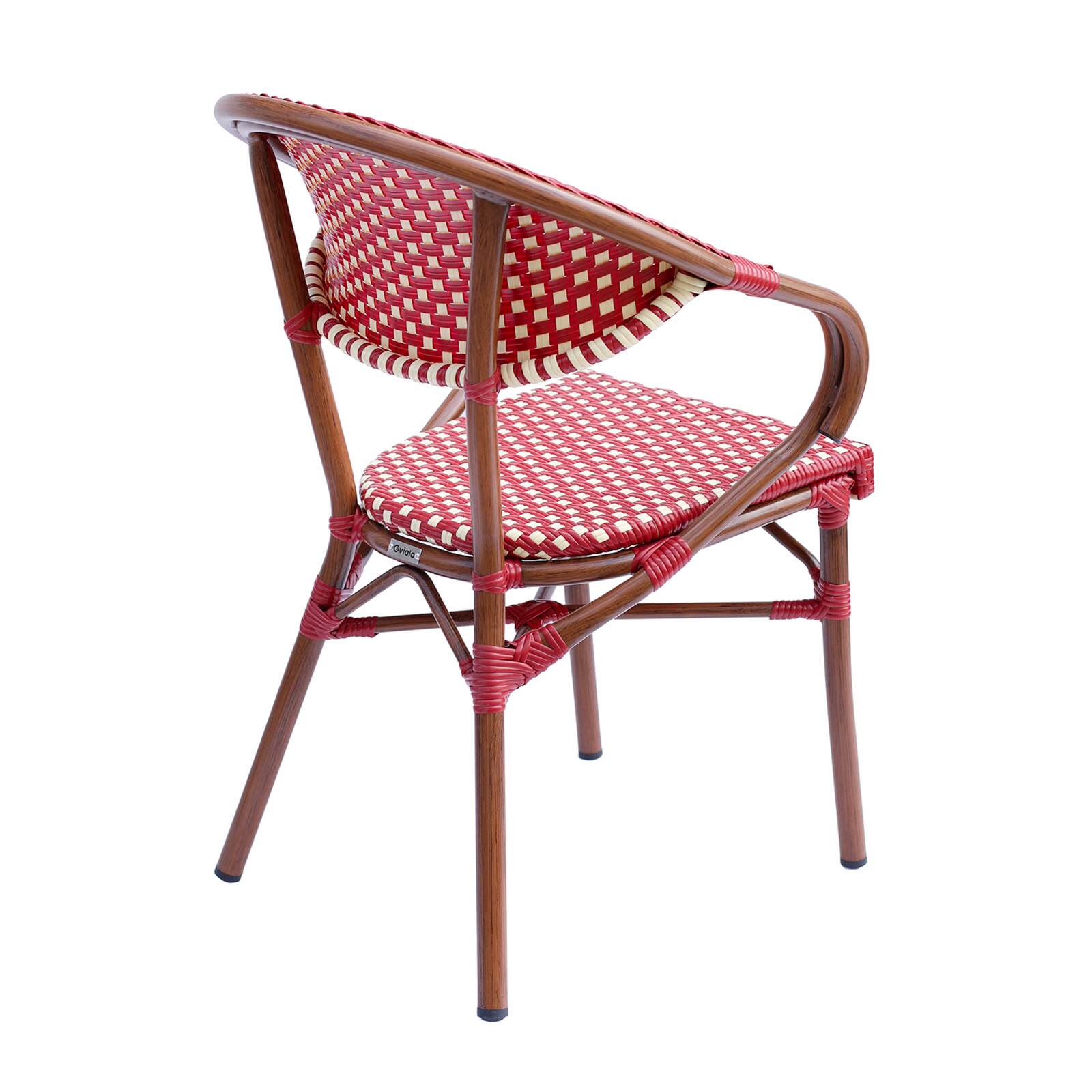 Pariser Bistrostuhl mit Armlehnen aus Aluminium und synthetischem Rattan Pariser Bistrostuhl mit Armlehnen aus Aluminium und synthetischem Rattan